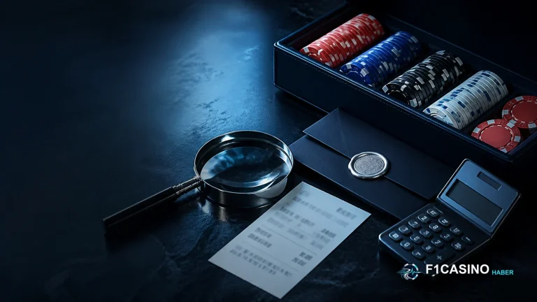 f1casino hoş geldin bonusu için kural zarfı, fiş ve casino çipleri
